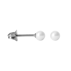 Chirurgenstahl Ohrstecker mit synthetischer Perle weiß 6mm