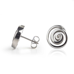 Chirurgenstahl Ohrstecker mit Spirale und transparentem Kristall