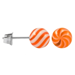 Ohrstecker Chirurgenstahl Acrylkugel Twister-Color orange 6 mm