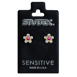 Chirurgenstahl Ohrstecker vergoldet Blümchen in pink-transparent Studex Sensitive