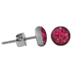 Chirurgenstahl Ohrstecker Glitterline fuchsia 5 mm