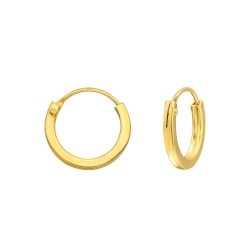 Creolen Ohrringe 925 Sterling Silber flach gelbvergoldet 12mm