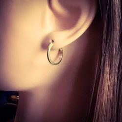 Creolen Ohrringe 925 Sterling Silber flach gelbvergoldet 16mm