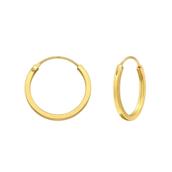 Creolen Ohrringe 925 Sterling Silber flach gelbvergoldet 12-20mm