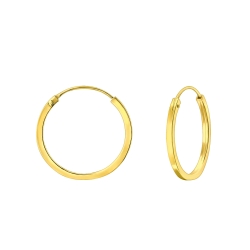 Creolen Ohrringe 925 Sterling Silber flach gelbvergoldet 12-20mm