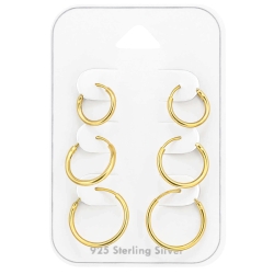 Ohrringe Set 925 Sterling Silber vergoldet Creolen 10-14 mm