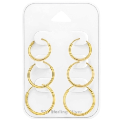 Ohrringe Set 925 Sterling Silber vergoldet Creolen 12-16 mm