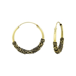 Creolen Ohrringe Bali 925 Sterling Silber vergoldet 25 mm