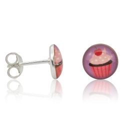 925 Sterling Silber Ohrstecker mit Cupcake