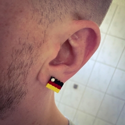 Fan Ohrstecker Ohrring Fußball mit Deutschlandfahne 925 Sterling Silber