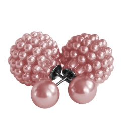 Modeschmuck Doppelperlen Ohrstecker Ohrringe mit kleinen Perlen