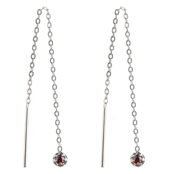 Durchzieher 925 Sterling Silber mit Zirkonia in rot 3 mm