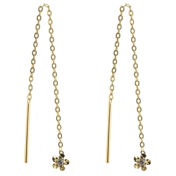 333 Gelbgold Durchzieher Ohrringe mit Blume diamantiert und Zirkonia