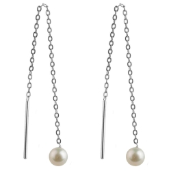 925 Sterling Silber Durchzieher Ohrringe mit Süßwasserzuchtperle 4 mm
