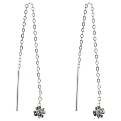 925 Sterling Silber Durchzieher Ohrringe mit Kleeblatt diamantiert und Zirkonia
