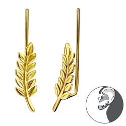 Ear Climber 925 Sterling Silber gelbvergoldet Zweig Ohrstecker Ohrklemme