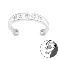 Schlichte Ohrmanschette mit Zirkonia 925 Sterling Silber Ear Cuff Ohrklemme