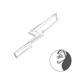 Ohrringe 925 Sterling Silber Blitz Ohrmanschette mit Zirkoniasteinen Ear Cuff Ohrklemme