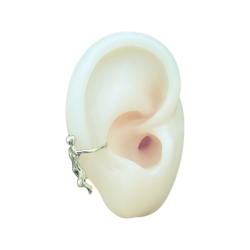 925 Sterling Silber geschwärzte Ohrmanschette mit springender Figur Ear Cuff Ohrklemme