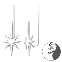 Ear Climber 925 Sterling Silber mit Nordstern Ohrstecker Ohrklemme