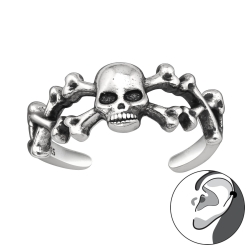 925 Sterling Silber Ohrmanschette Totenkopf Ear Cuff Ohrklemme