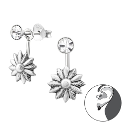 Ohrstecker Ear Jacket 925 Sterling Silber mit Blume