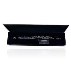 MARTIN1985 Edelstahl Armband Blaue Aventurinperlen Karabinerverschluss Unisex Damen Herren mit Geschenkverpackung