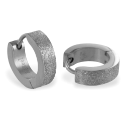 Edelstahl Klappcreolen Ohrringe Diamond Dust 13 mm