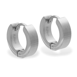 Edelstahl Klappcreolen Ohrringe seidenmatt 13 mm