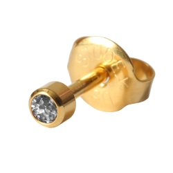 Ohrringe Erstohrstecker 750er Gelbgold mit April Kristall 2-3mm Studex System 75