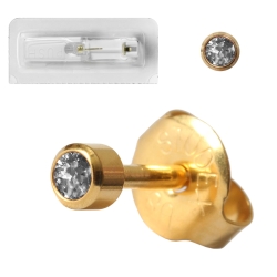 Erstohrstecker 750er Gelbgold mit April Kristall 2-3mm Studex System 75