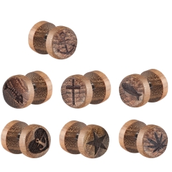 Fake Plug Ohrstecker Holz mit verschiedenen Motiven