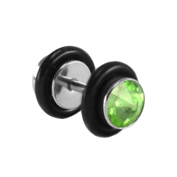 Fake Plug mit Kristallstein in grün 8 mm