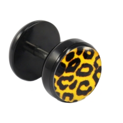 Fake Plug Ohrstecker mit Leopard-Motiv orange