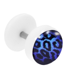 Fake Plug Ohrstecker mit Motiv Leopard blau