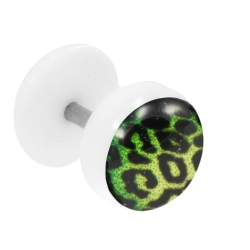 Fake Plug Ohrstecker mit Motiv Leopard grün