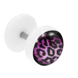 Fake Plug Ohrstecker mit Motiv Leopard lila