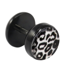 Fake Plug Ohrstecker mit Leopard-Motiv weiß