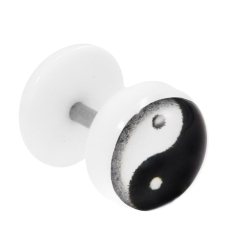 Fake Plug Ohrstecker mit Motiv Yin-Yang