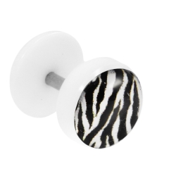 Fake Plug Ohrstecker mit Motiv Zebra