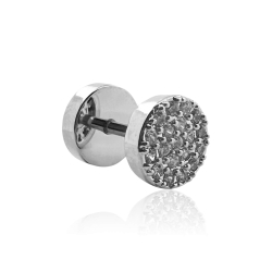 Fake Plug Kristall Ohrstecker 316L Chirurgenstahl 8mm silber