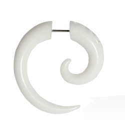 Fake Plug Ohrstecker Spirale in weiß 6-8mm