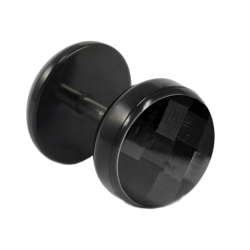 Fake Plug Ohrstecker schwarz Carbonfaser 10mm groß in schwarz