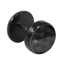 Fake Plug Ohrstecker schwarz Carbonfaser 8mm klein in schwarz