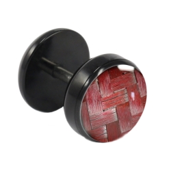 Fake Plug Ohrstecker schwarz Carbonfaser 6mm in pink