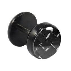 Fake Plug Ohrstecker schwarz Carbonfaser 10mm in schwarz-silber