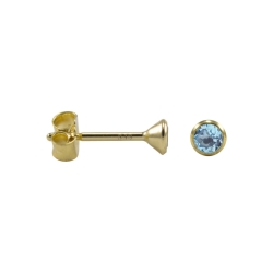 Kelchohrstecker 333 Gelbgold mit Blautopas 3mm