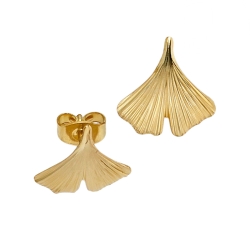 Goldohrstecker mit Ginkgoblatt 375er Gelbgold