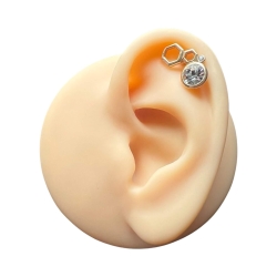 Helix Ohrpiercing Wabenförmig 925 Sterling Silber in verschiedenen Farben mit Kristall