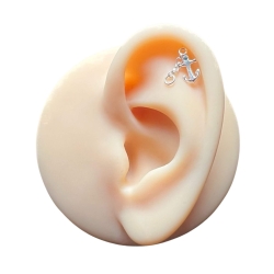Ohrring Helix Ohrpiercing 925 Sterling Silber Kette und Anker mit Glaskristall in verschiedenen Farben